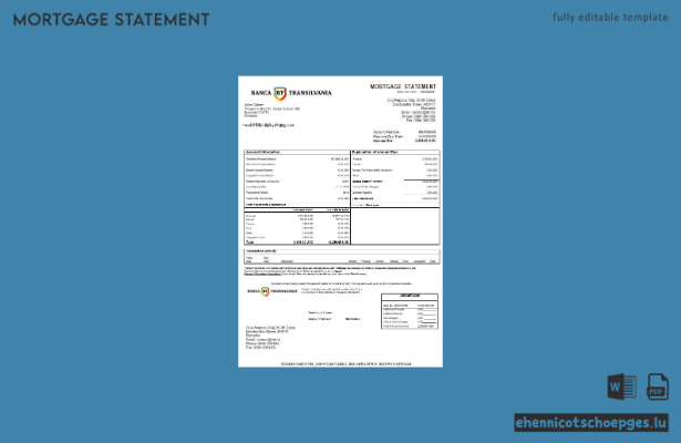 Hypothekenabrechnung der Banca Transilvania in Rumänien (Word- und PDF-Format, Beispielvorschau)